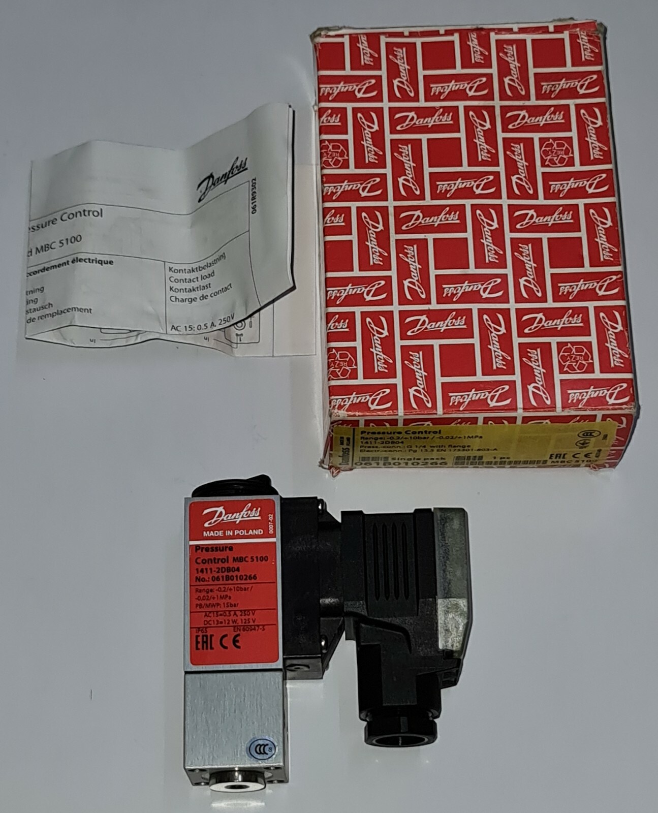 DANFOSS PRESSURE CONTROL MBC 5100 NO.:061B010266 RANGE: -0.2/+10 BAR 3960