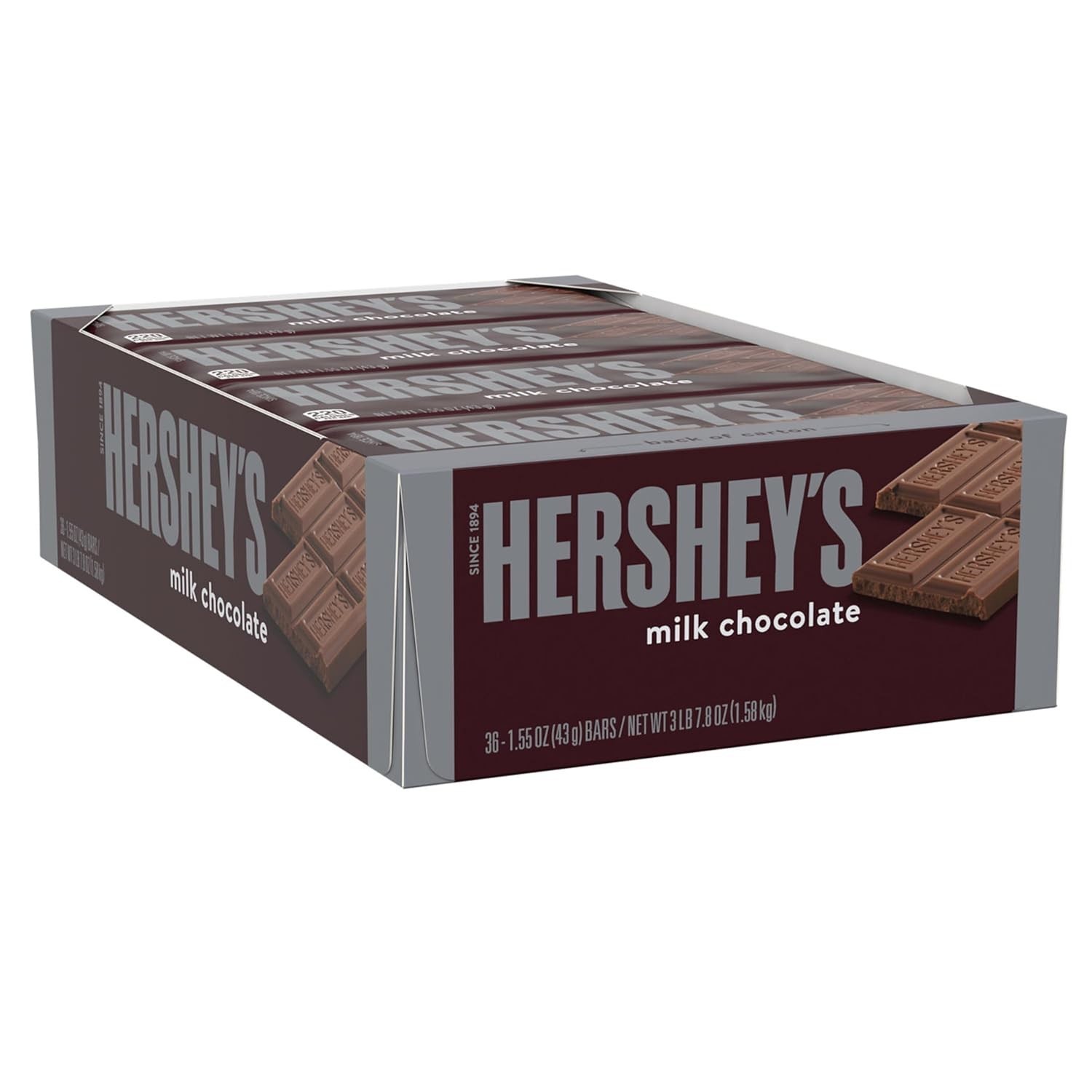 HERSHEY’S Milk Chocolate Candy Bars, 1.55 oz, 36 Count Pack