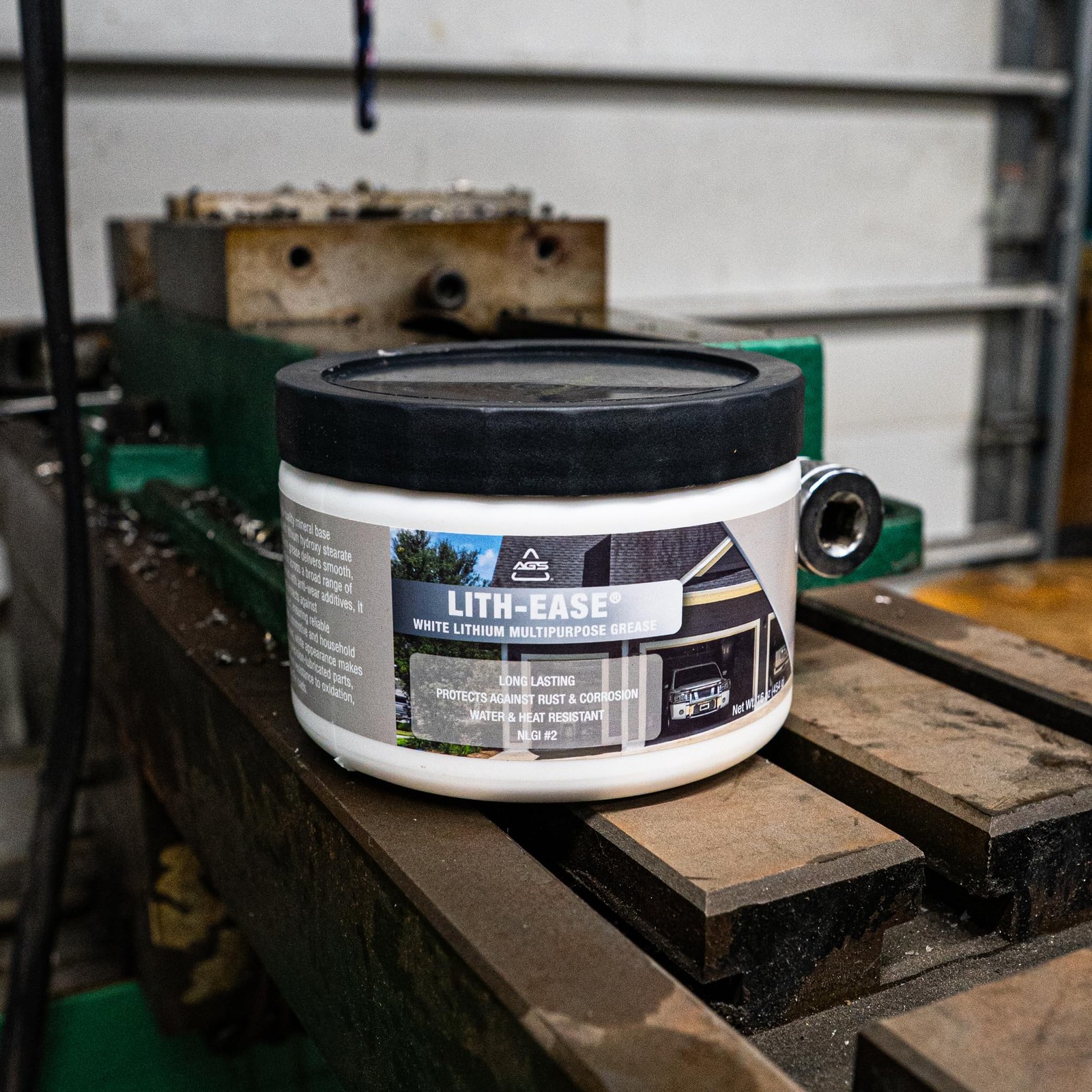 AGS Lith-Ease White Lithium Grease, 16 oz Tub, All Weather Performance, 16