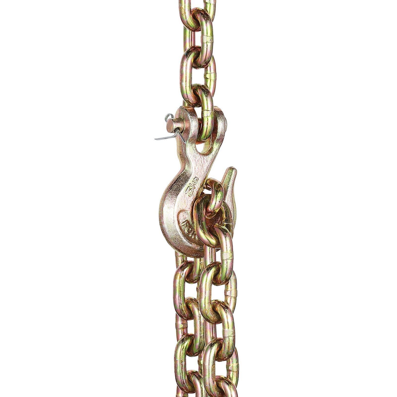 G80 Transport Binder Chain, 5/16″ x 9.84′ 2-Pack Tow Chain with Clevis Grab Hoo