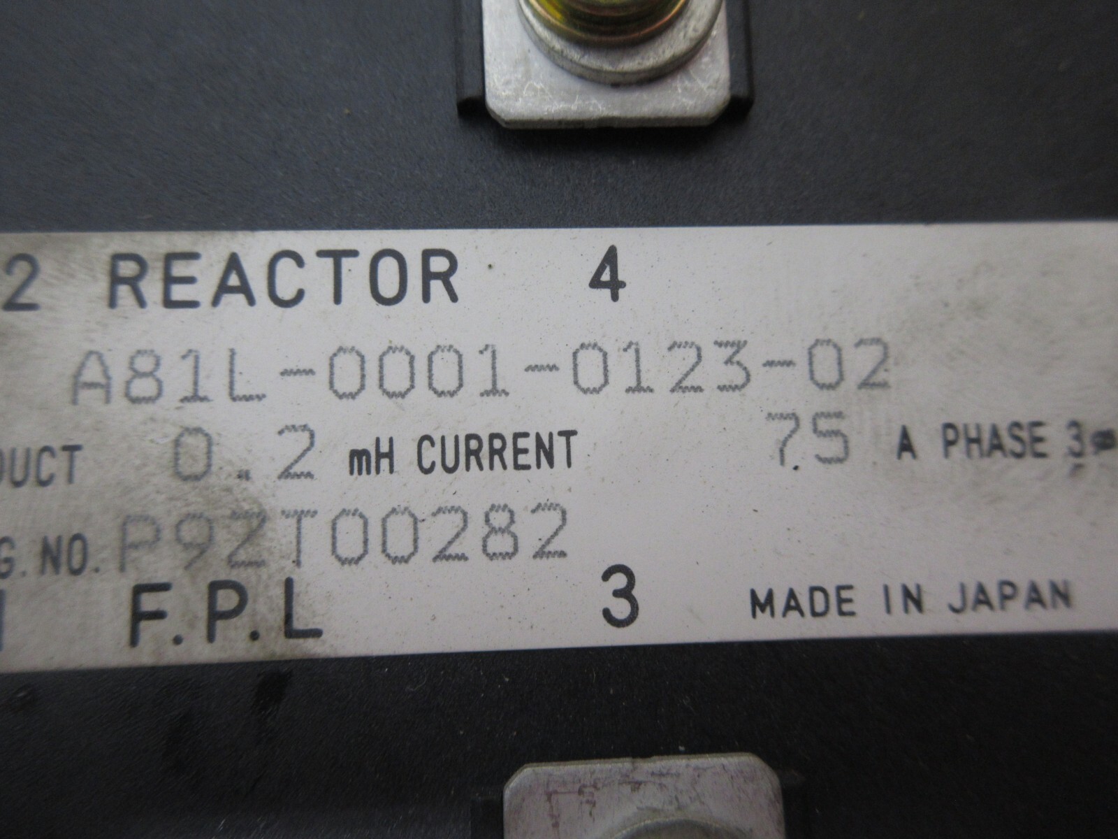 2000 HWACHEON SIRIUS-2 FUJI FANUC REACTOR A81L-0001-0123-02 0.2MH 75A PHASE 3 P9