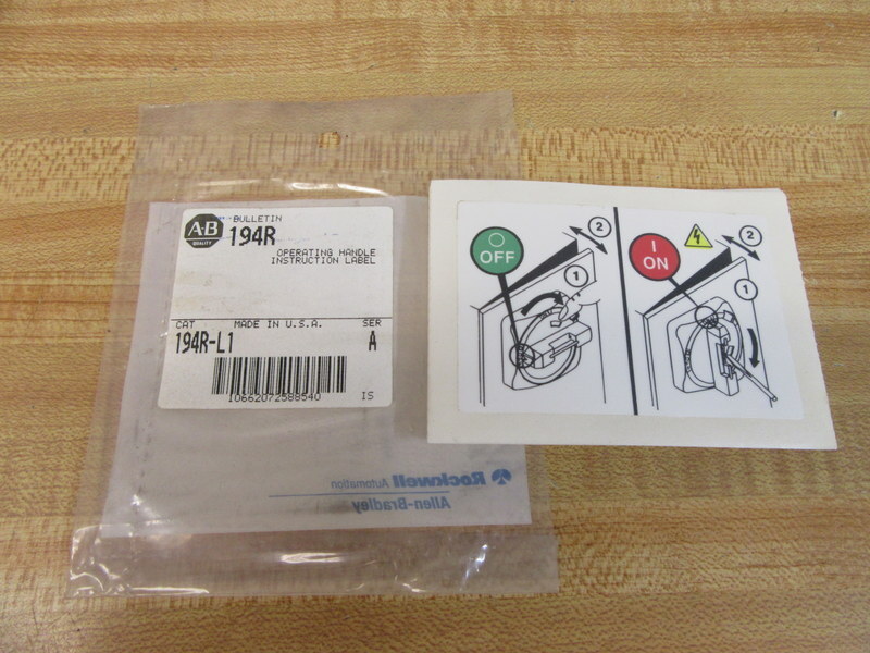Allen Bradley 194R-L1 Instruction Label (Pack of 3)