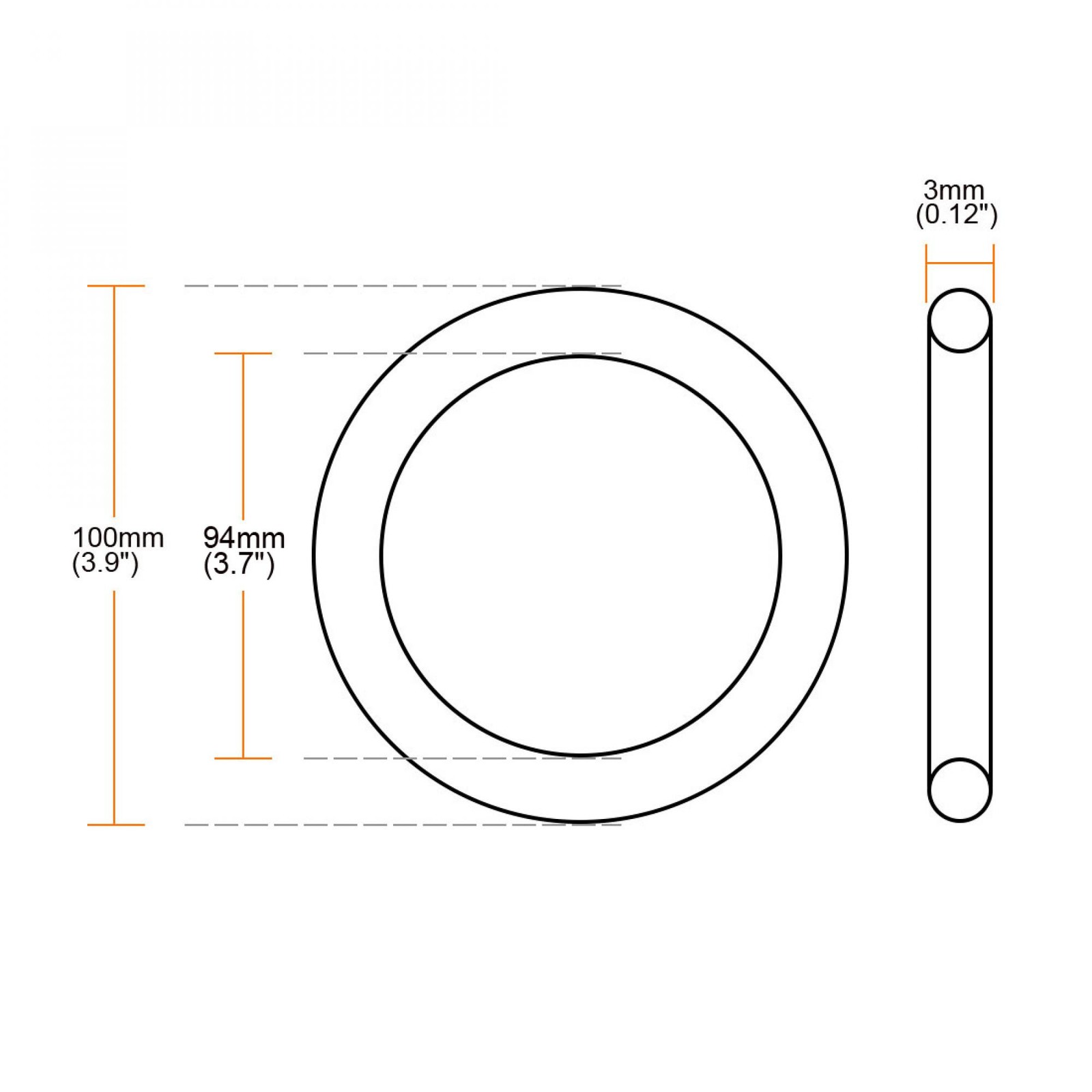 10Pc Metric O Rings Black Nitrile Rubber 100mm OD 3mm Thickness