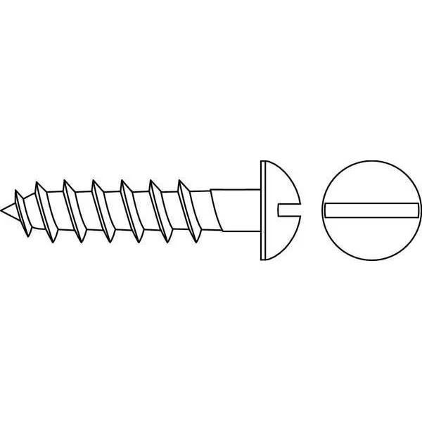 Wood Screw, #10, 3/4 in, Zinc Plated Steel Round Head Slotted Drive, 100 PK