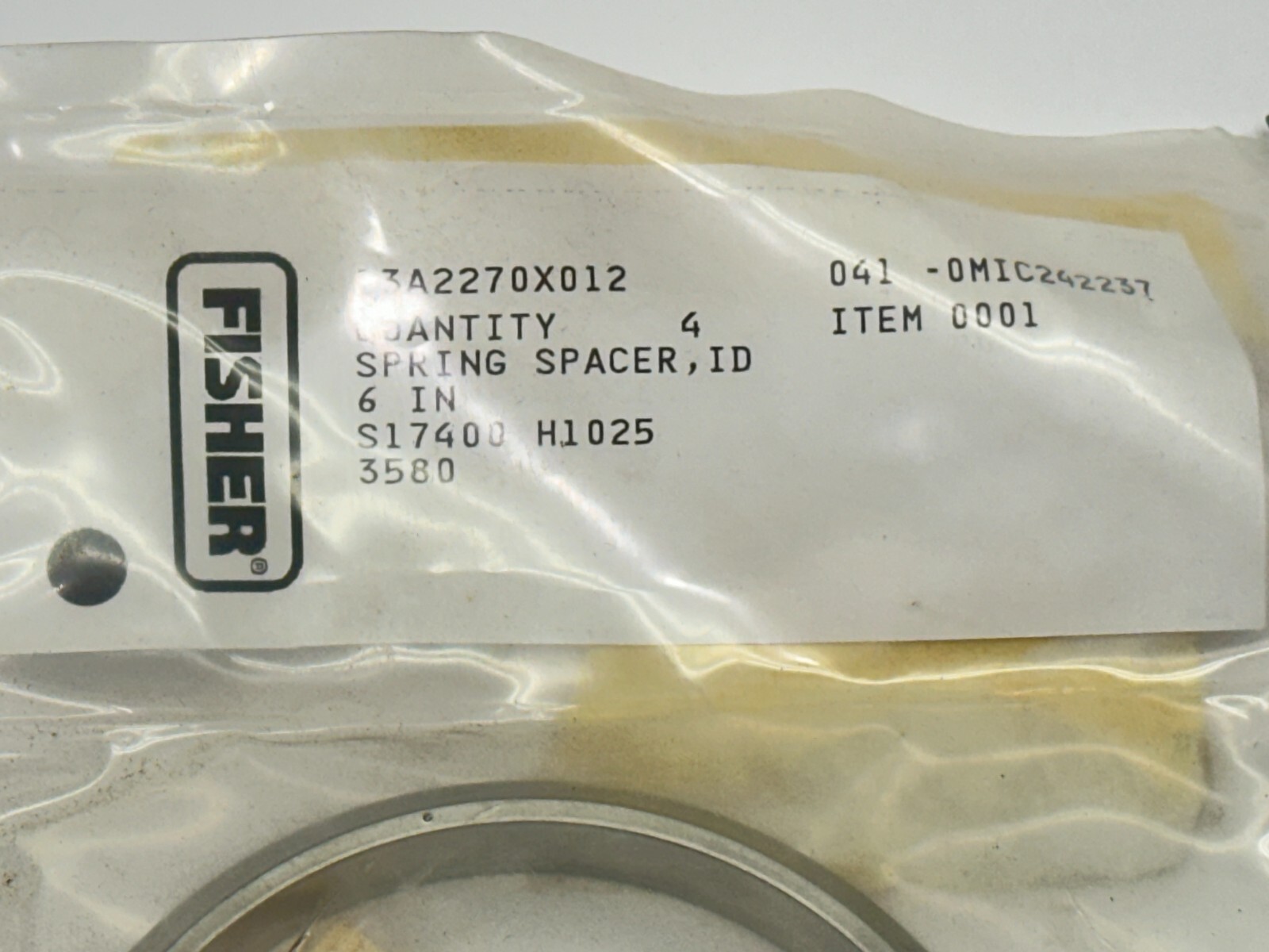 Fisher 13A2270X012 Spring Spacer 6″ ID S17400 H1025 3580 014-0MIC242237