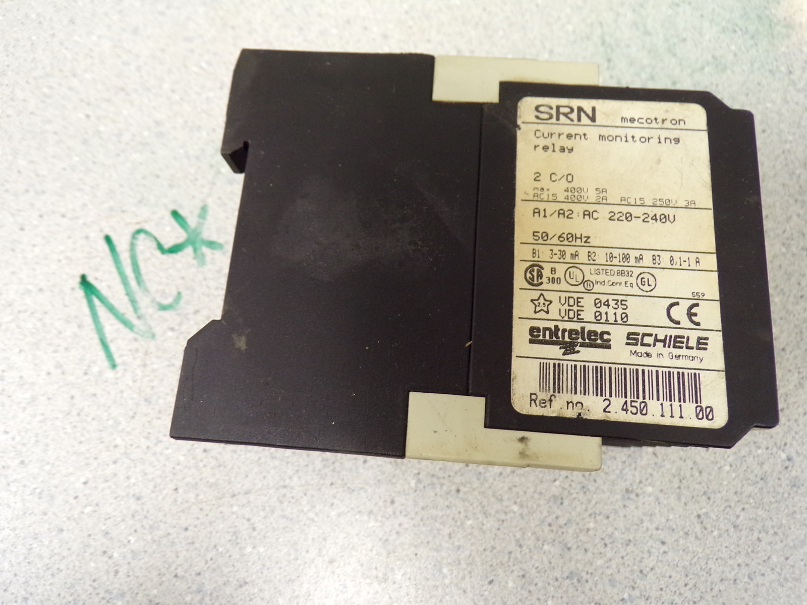 Schiele Mecotron Electrelec Current Monitoring Relay 2 C/O A1/A2:AC 220-240V