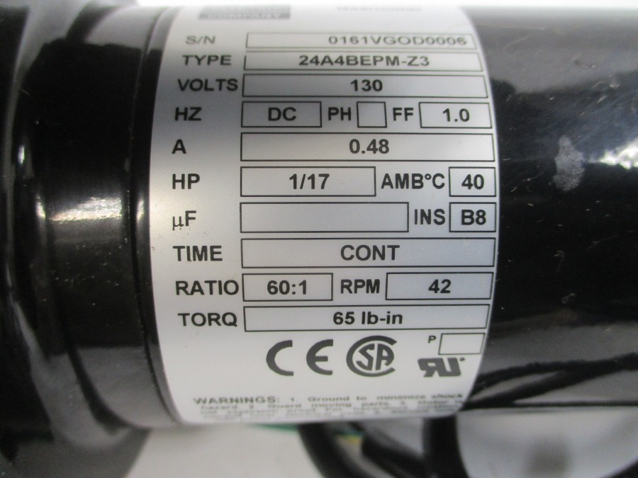BODINE ELECTRIC 24A4BEPM-Z3 130VDC 0.48A NSNP