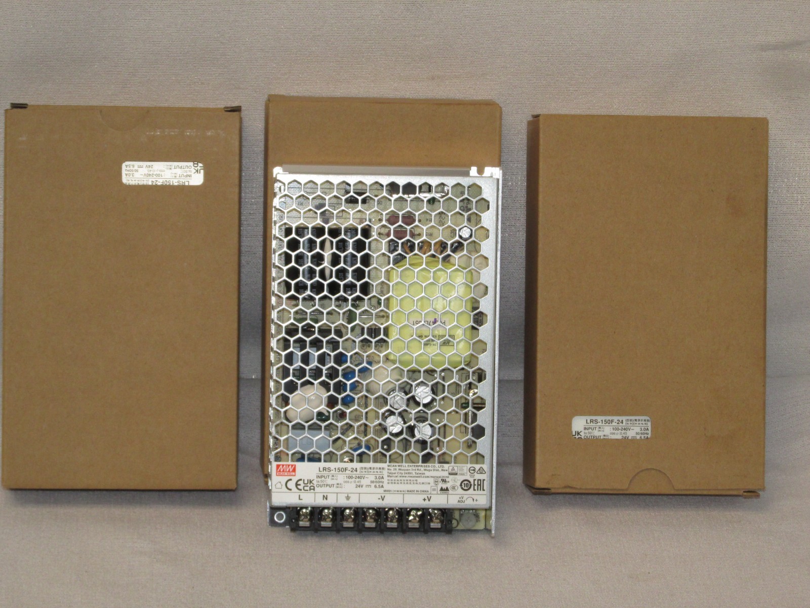 LOT OF 3 Mean Well LRS-150F-24 AC/DC Power Supply-1 Output – 24V@6.5A-156W NEW
