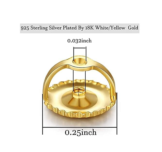 2Pairs Gold Screw Earring Backs Replacements,14K Gold Plated 925 Sterling Silver