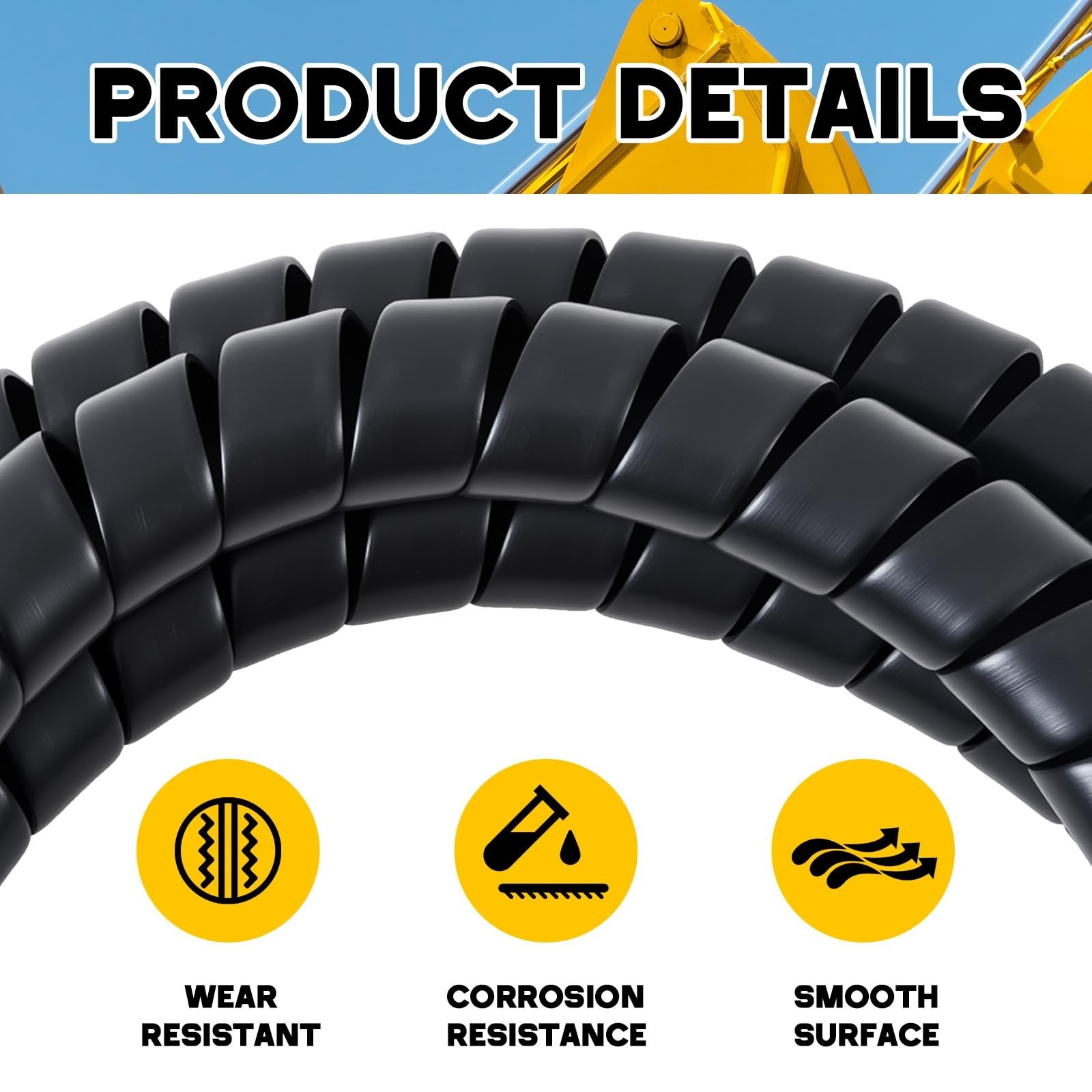 1 Pcs Spiral Wrap Cable Protector, Safe 2.0″ Od x 20′ Pre Cut Lengths Hydraul…