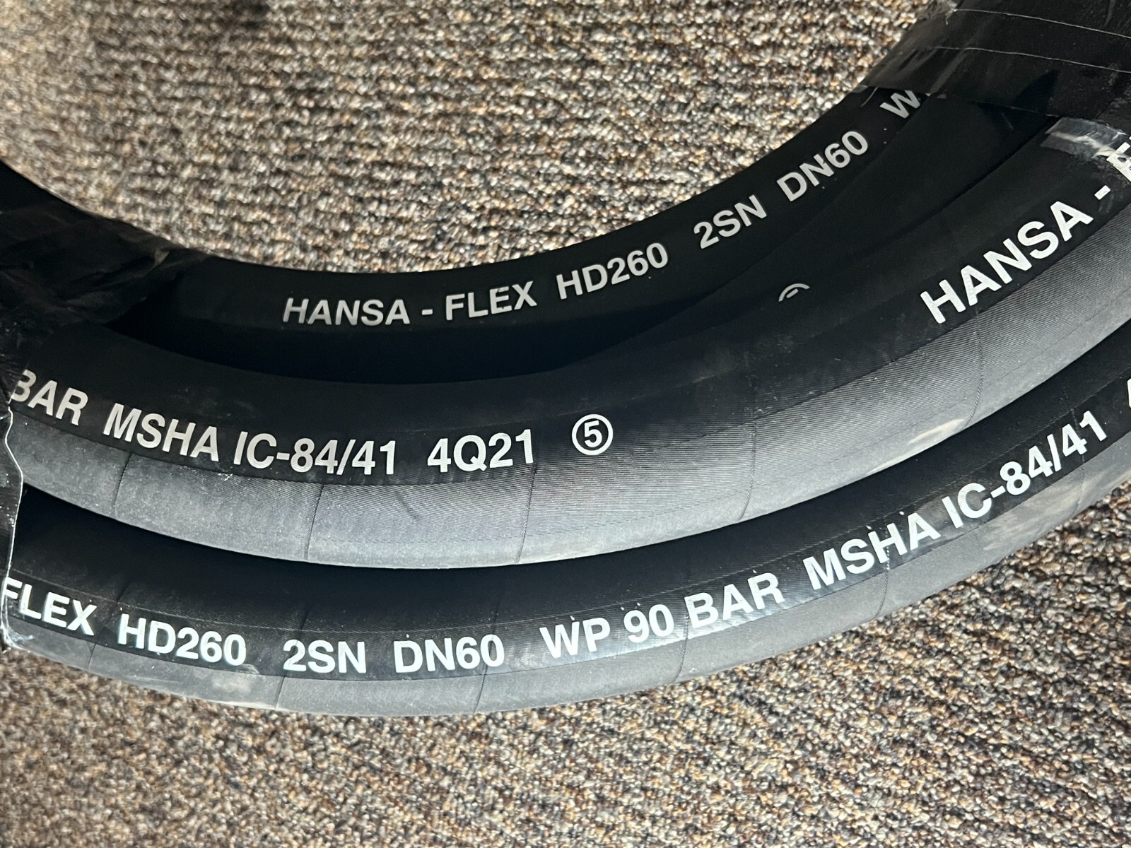 HANSA-FLEX Braided Hose 25FT HD260 2SN DN60 WP 90 BAR MSHA IC-84/41