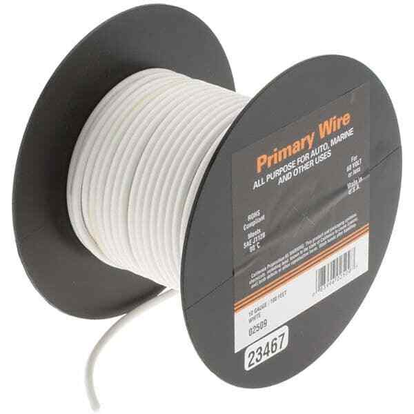 EastPenn 23467 10 AWG, 100′ OAL, Hook Up Wire White Vinyl Jacket
