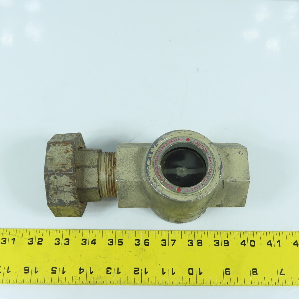 Midwest 350SS 1-1/4″ NPT Stainless Sight Flow Indicator Glass 125 PSIG Max 200-Â