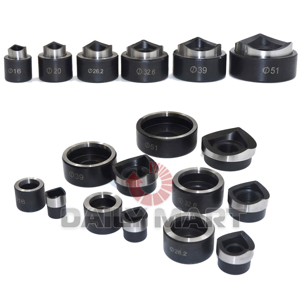 New In Box 6 Die 16-51MM Hydraulic Knockout Punch Driver Kit Hole Tool molds