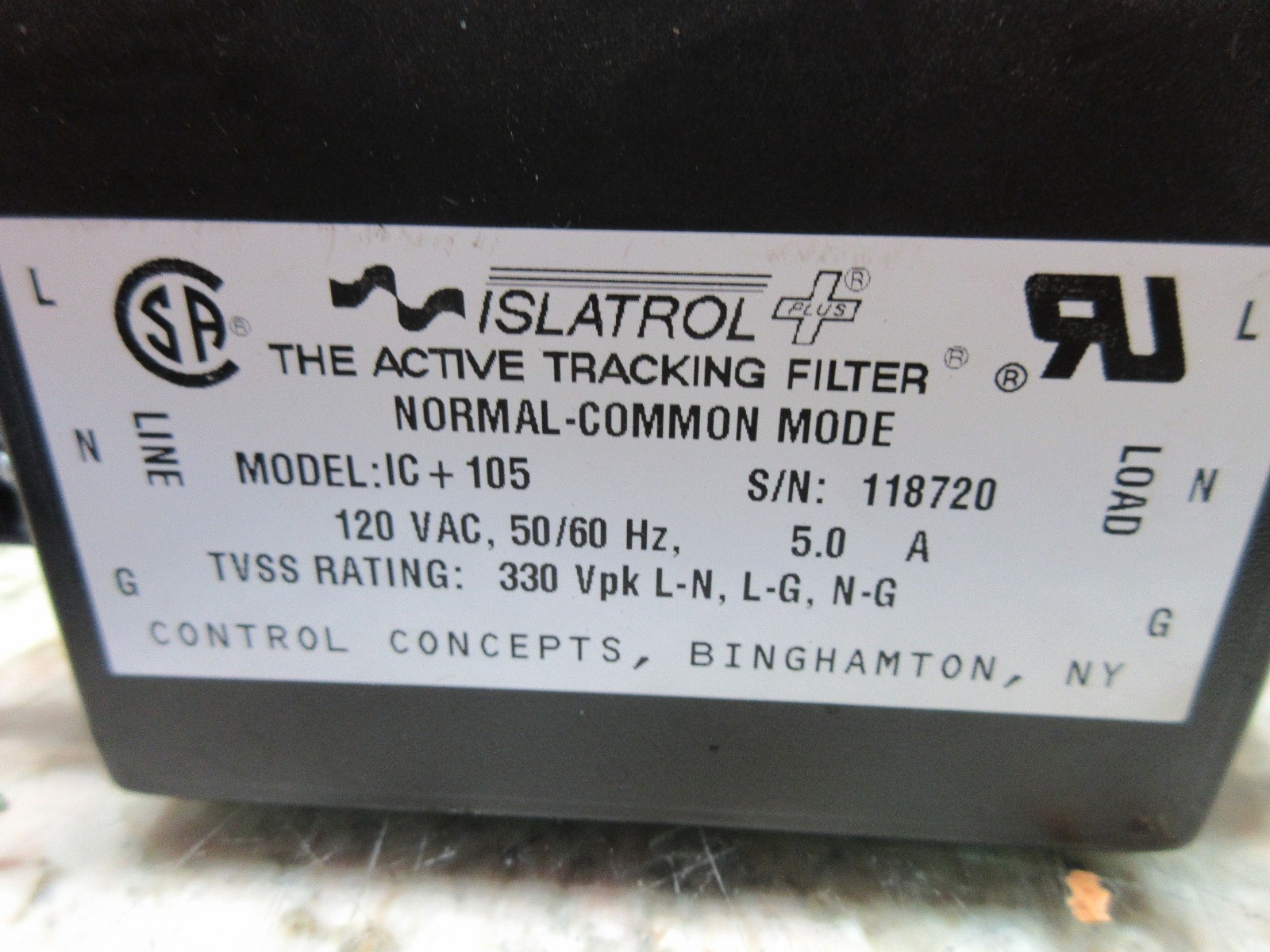 ISLATROL ACTIVE TRACKING FILTER MODEL: IC+105 120VAC CNC