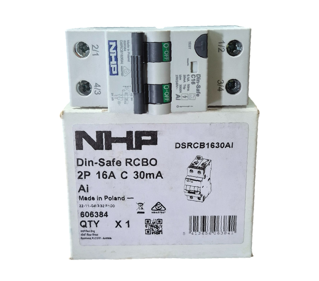 NHP Din-Safe RCBO DSRCB1630AI 16A C 30mA 6kA 2P Circuit Breaker