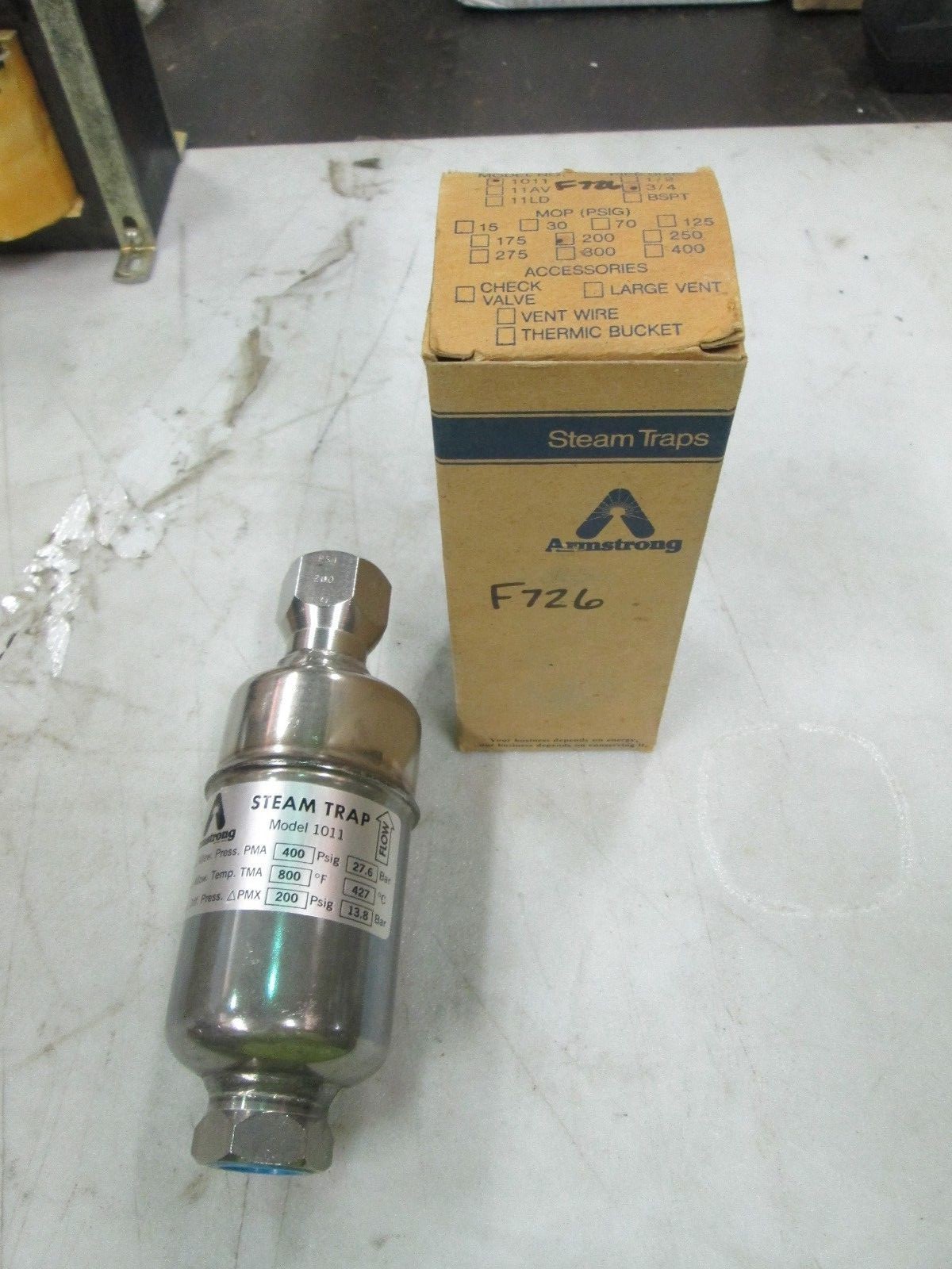 Armstrong S/S Steam Trap Model: 1011 Max Diff Pressure: 200 PSIG 3/4″ FNPT (NIB)