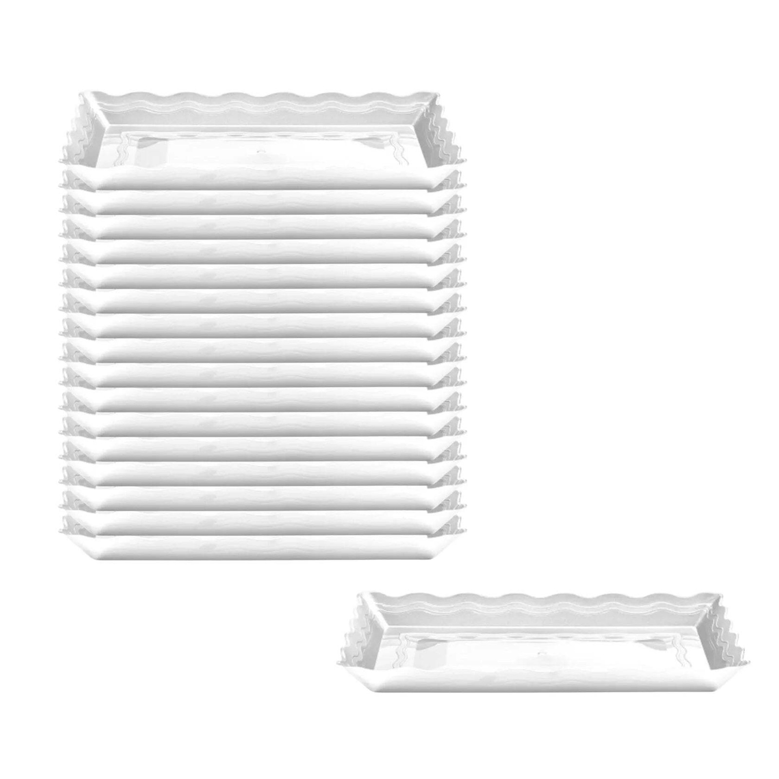 9”X13” White Plastic Rectangular Tray: 1 CT