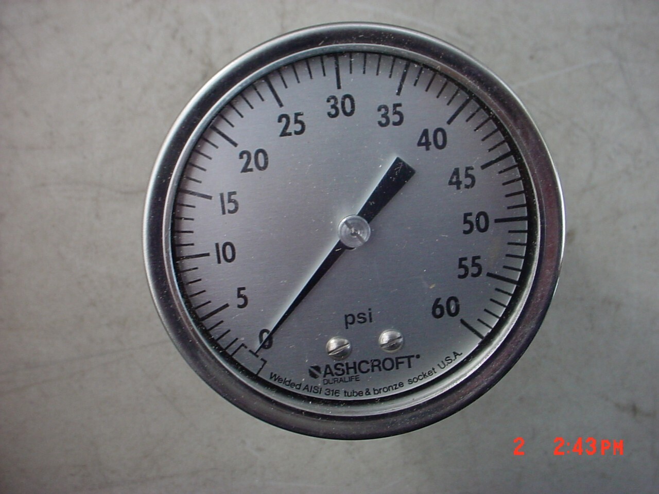 Ashcroft DuraLife Gauge 25 1009 AW-02B 2-1/2″ 0-60PSI