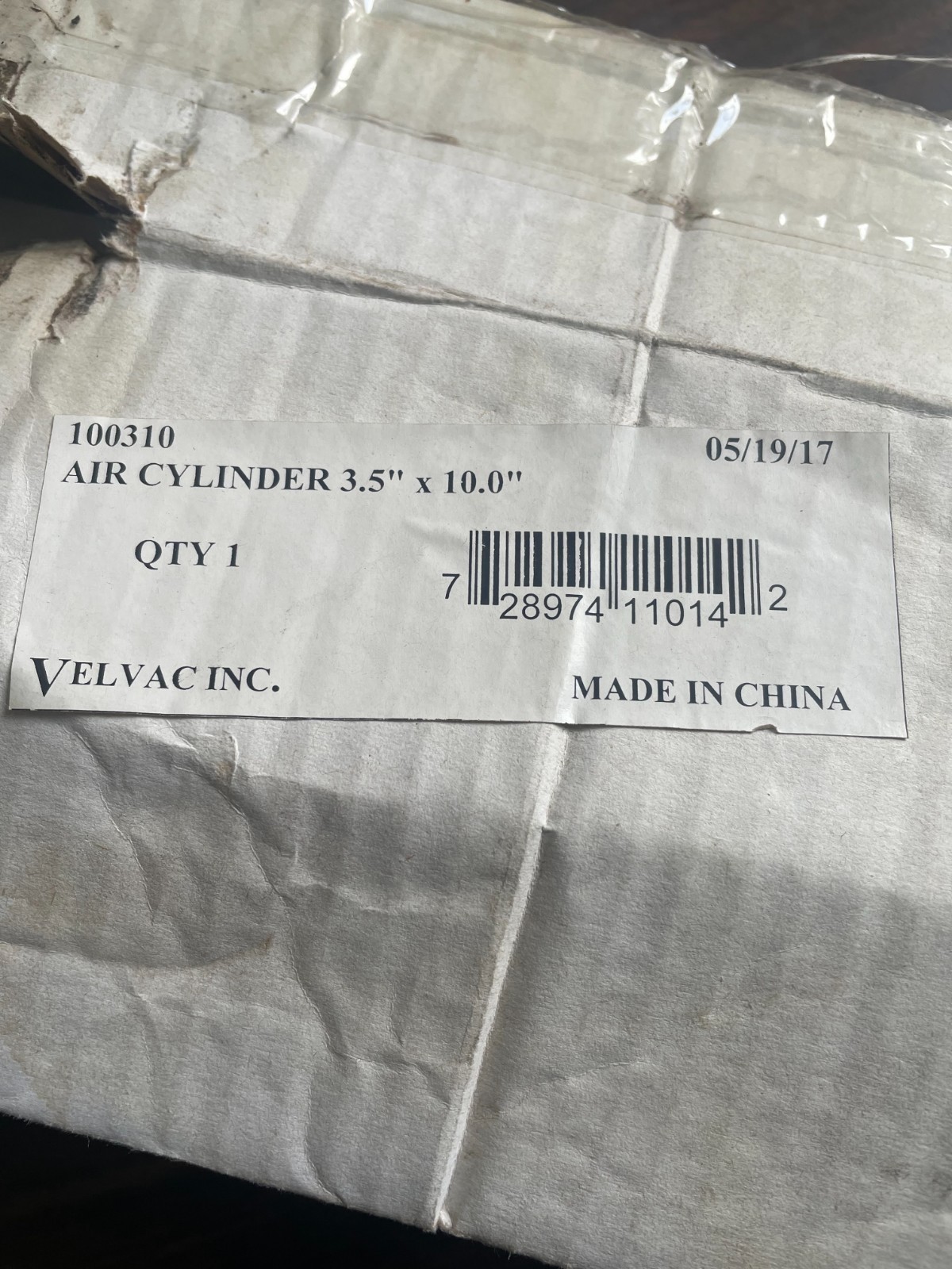 Velvac – 100310 – Air Cylinder, 3.5″ X 10.0″ Push/Pull.