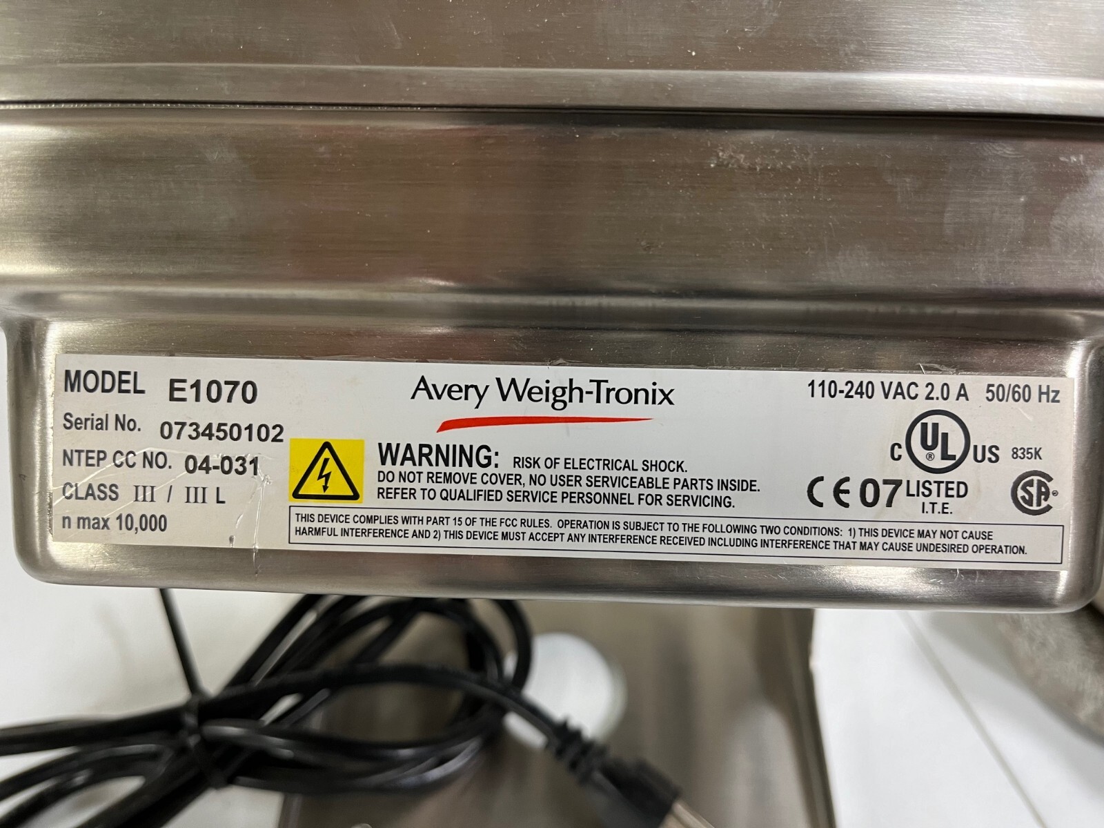 Avery Weigh-Tronix E1070 Indicator