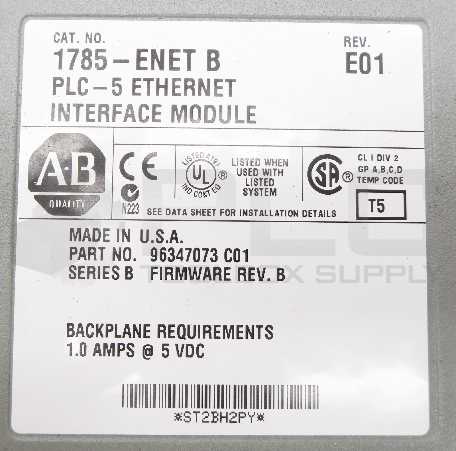 ALLEN BRADLEY 1785-L20B /C PLC-5/20 PROCESSOR MODULE W/ 1785-ENET /B *READ*