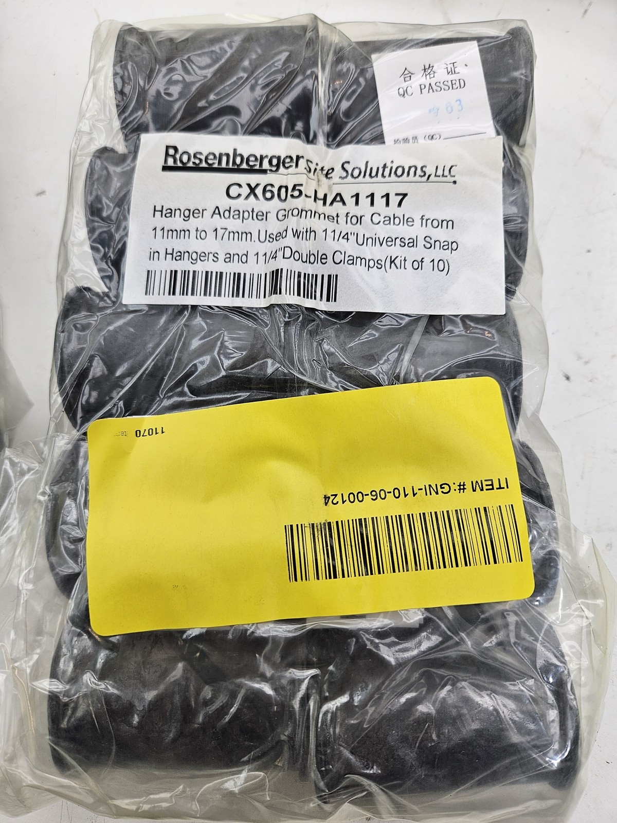 (QTY.10) ROSENBERGER CX605-HA1117 ADAPTOR GROMMET 11mm-17mm. 10/PK