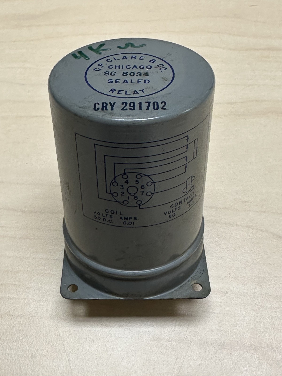 Vintage CP Clare SG 8034 Sealed Industrial Relay – Tested Continuity at 0.03Ω