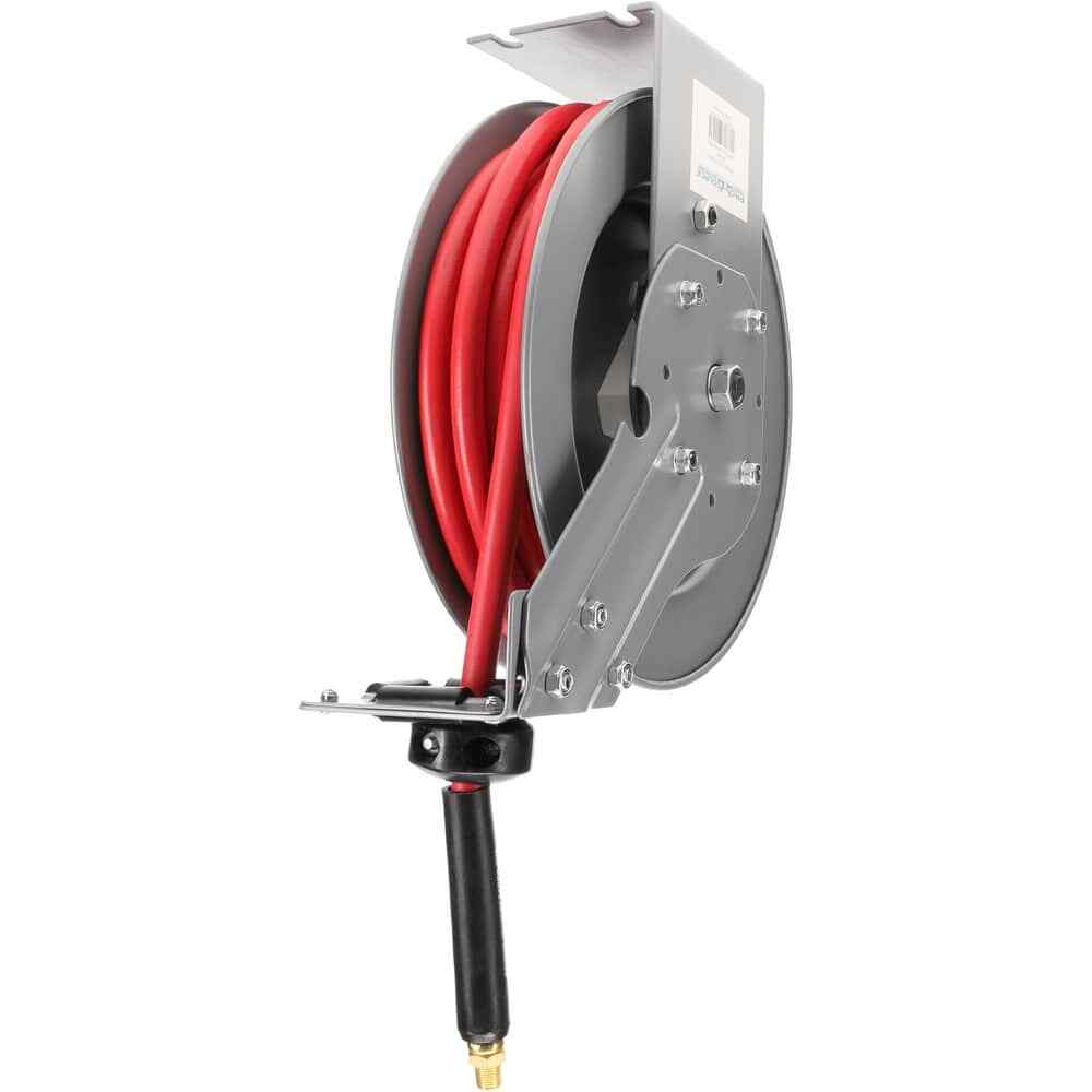 PRO SOURCE Spring Retractable Hose Reel with 3/8″ ID x 25′ Long Hose: 3/8″ NP…
