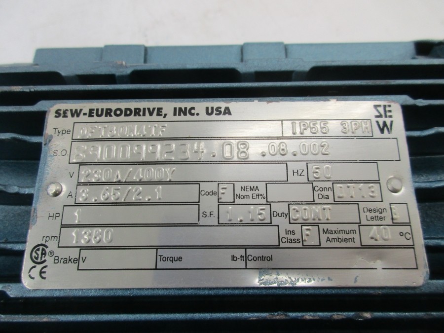 SEW-EURODRIVE SA37DT80N4TF 230/400V 3.65/2.1A NSNP