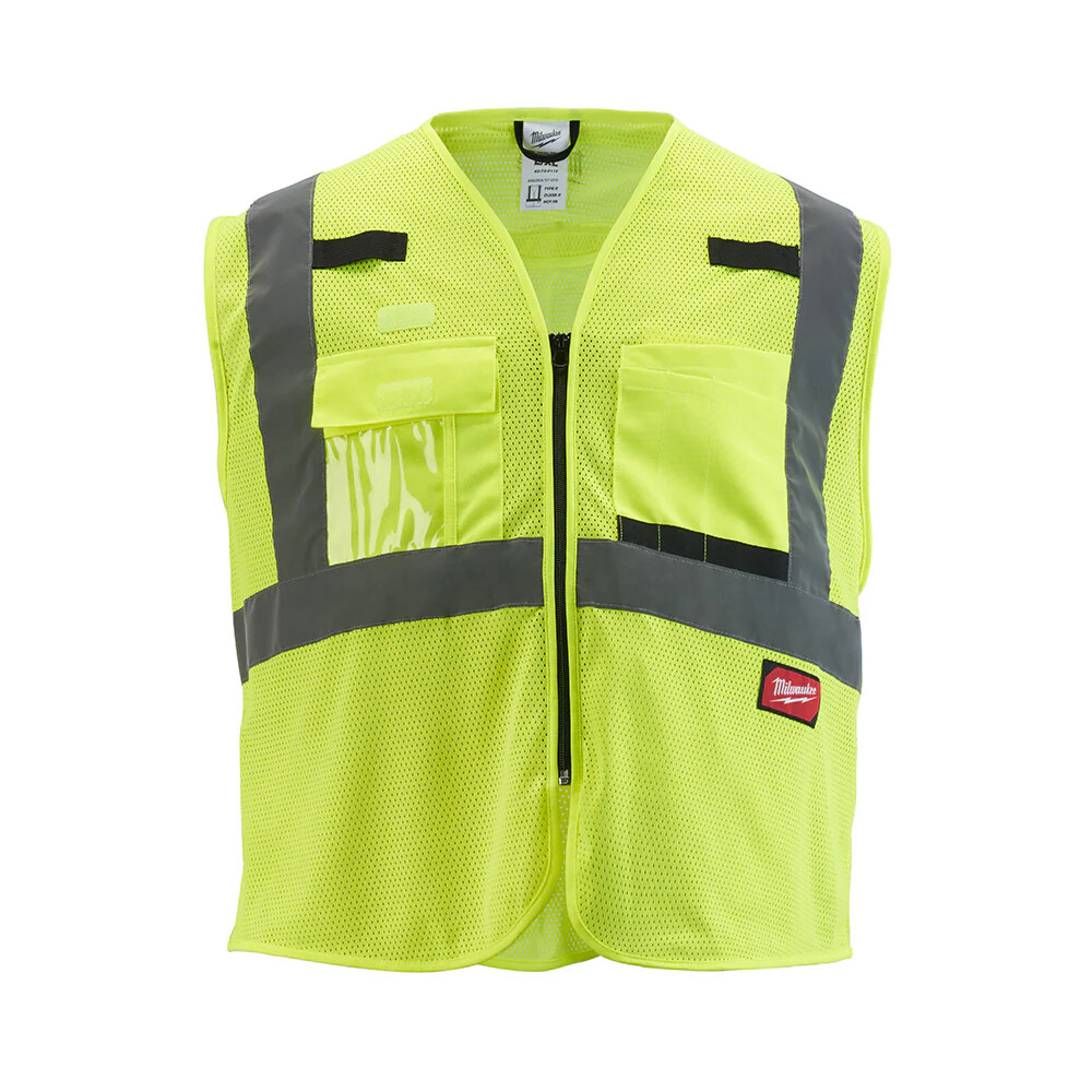 Milwaukee 48735112 Class 2 High Visibility Yellow Mesh Safety Vest – L/XL