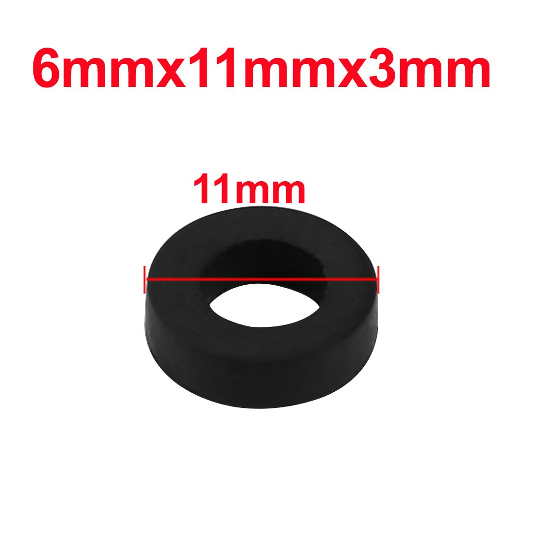 40Pc Black Rubber Round Flat Washer Assortment Size 6x11x3mm Flat Washer
