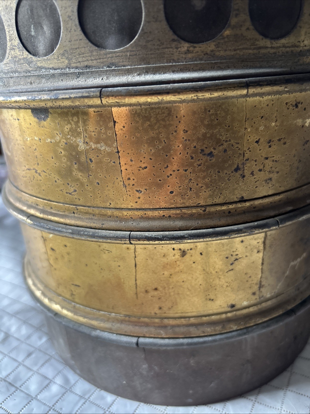 Vintage USA Standard (5) Testing Sieves Brass/steel With bottom And Top