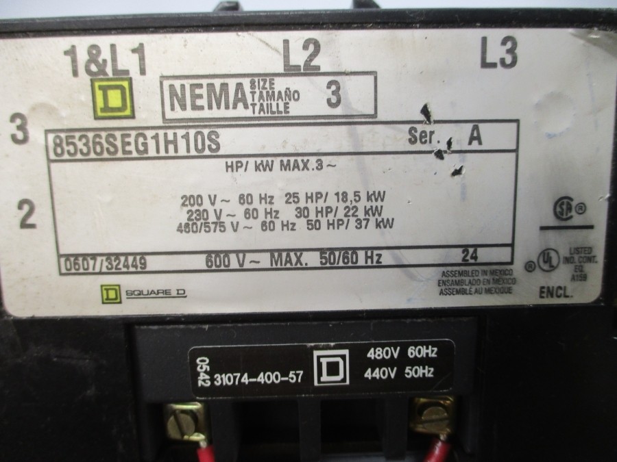 SQUARE D 8536SEG1H10S SER. A 440/480V 30-90A UNMP