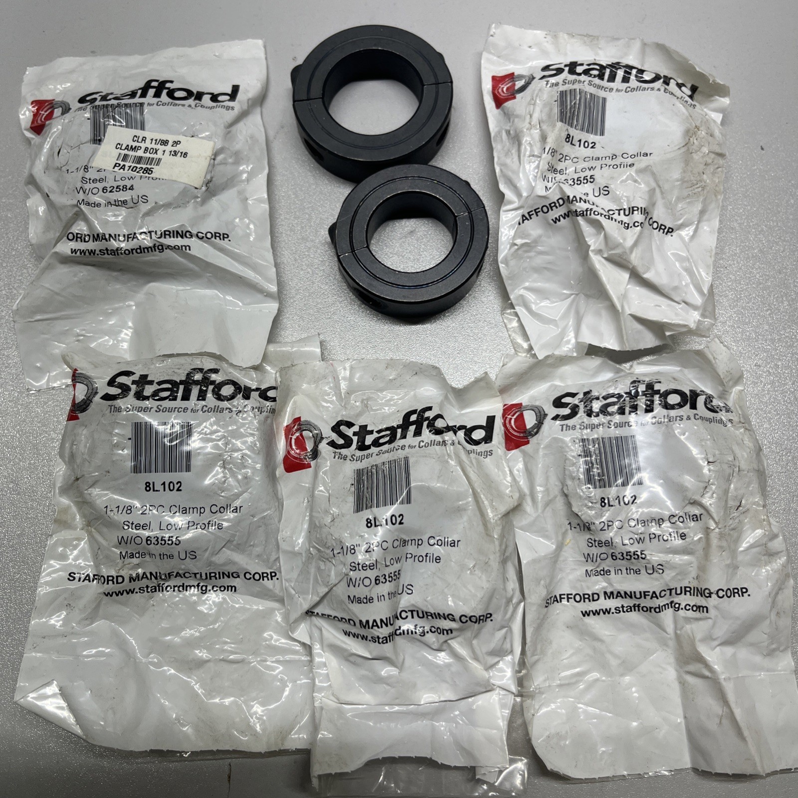 Stafford 8L102, 1-1/8″ Clamp Collar LOT OF 7 – 2 W/O Bag