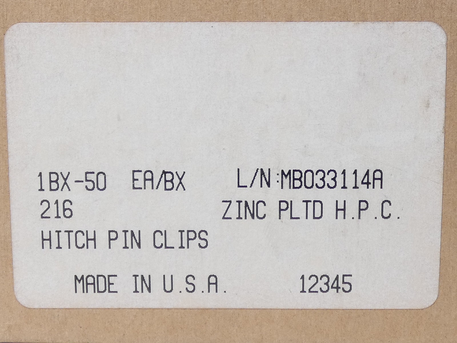 *Box of 50* 1BX-50 216 Hitch Pin Clips 1-15/16″ L – NEW Surplus!
