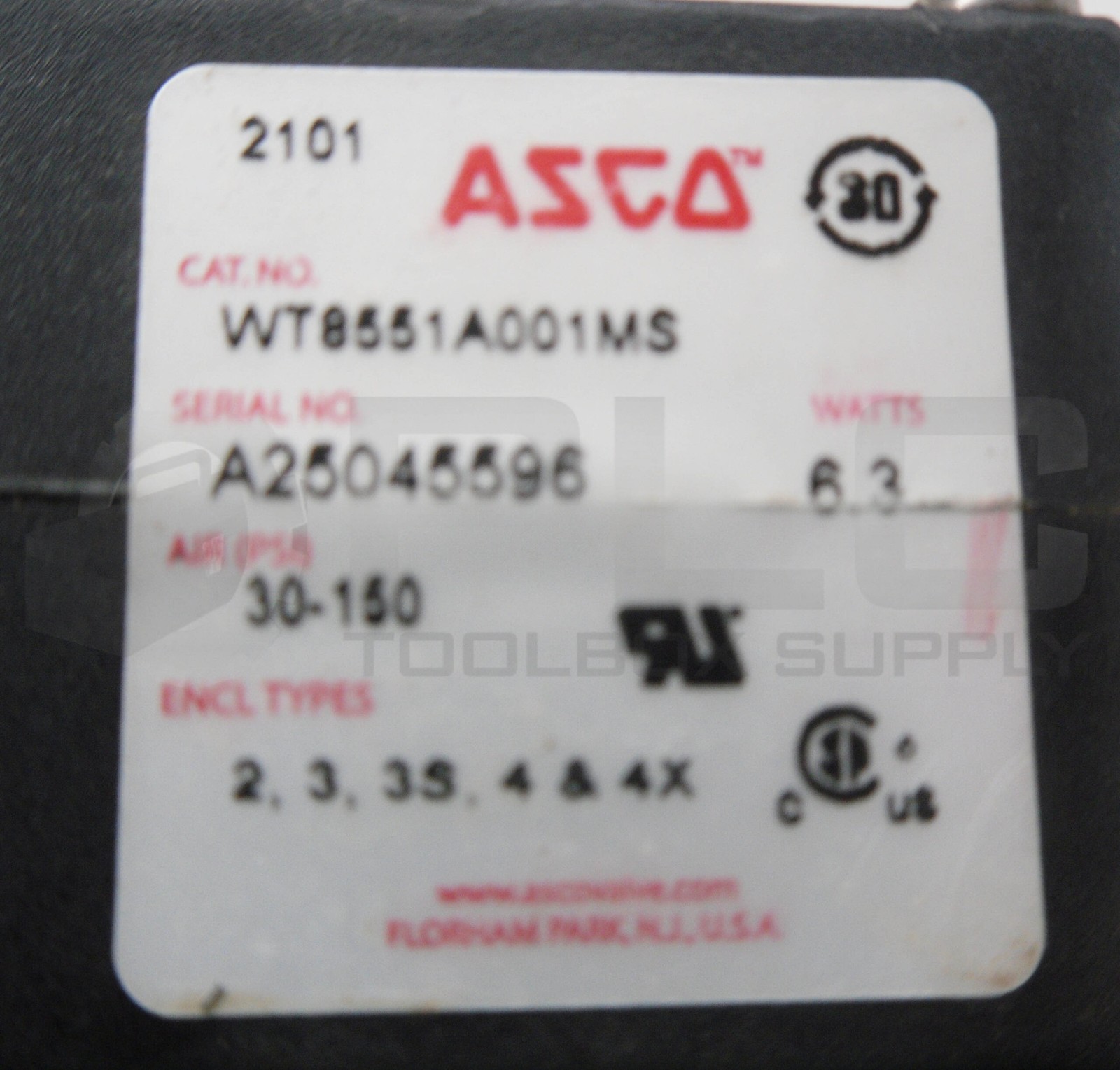 ASCO WT8551A001MS SOLENOID VALVE 30-150PSI