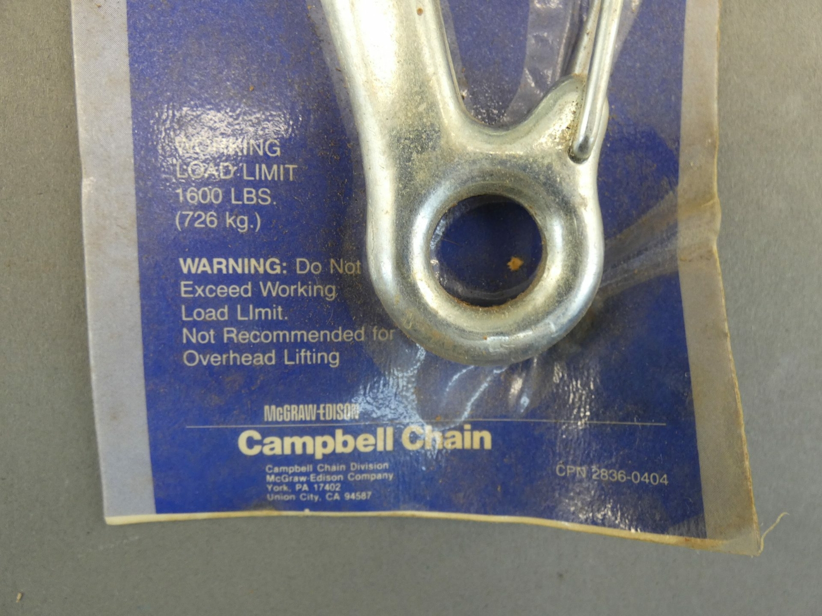 *Lot of 5* McGraw-Edison 596-5129 Fixed Eye Hook, 5/8″ x 3-1/2″, Campbell Cha…
