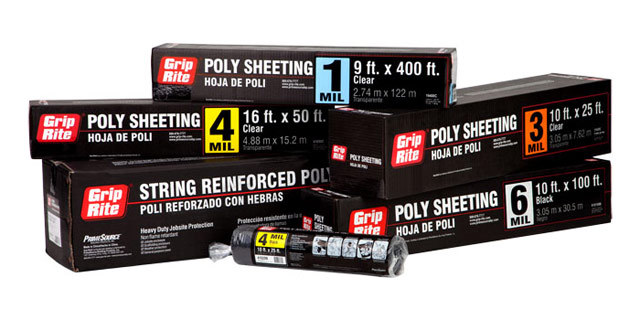 Poly Sheeting GRIP RITE 416100C 4 mil Clear Polyethylene Sheeting 16′ X 100′