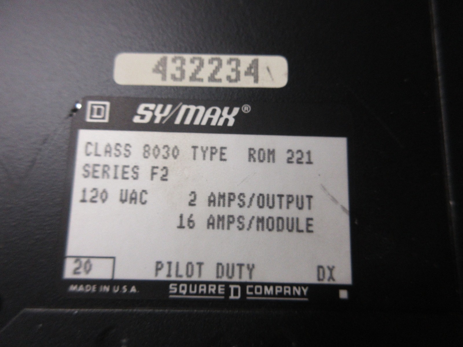 SQUARE D SY/MAX POWER UNIT CLASS 8030 TYPE ROM 221 SER.F2 120VAC CNC