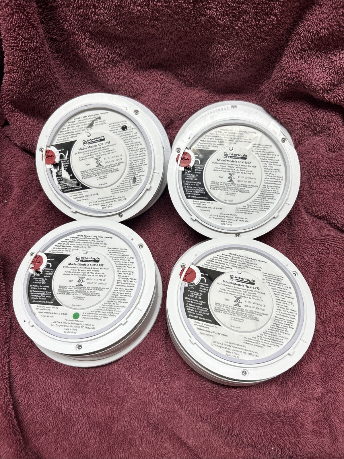 Interlogix SDX-135Z Smoke Detector with Heat & Freeze Sensor. LOT OF 4!!!