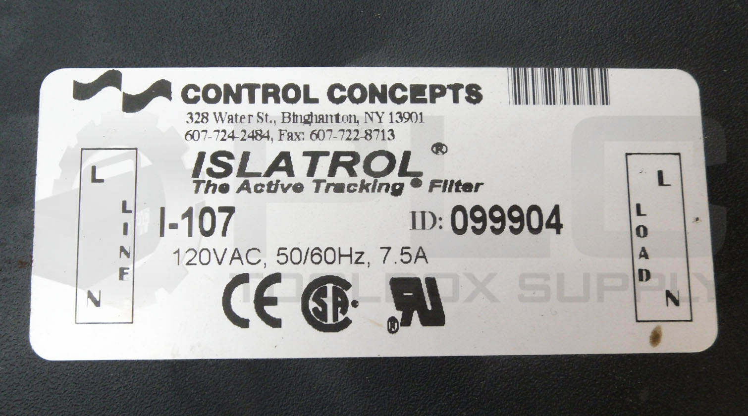 LOT OF 2 ISLATROL I-107 ACTIVE TRACKING FILTER 120VAC 50/60HZ 7.5A