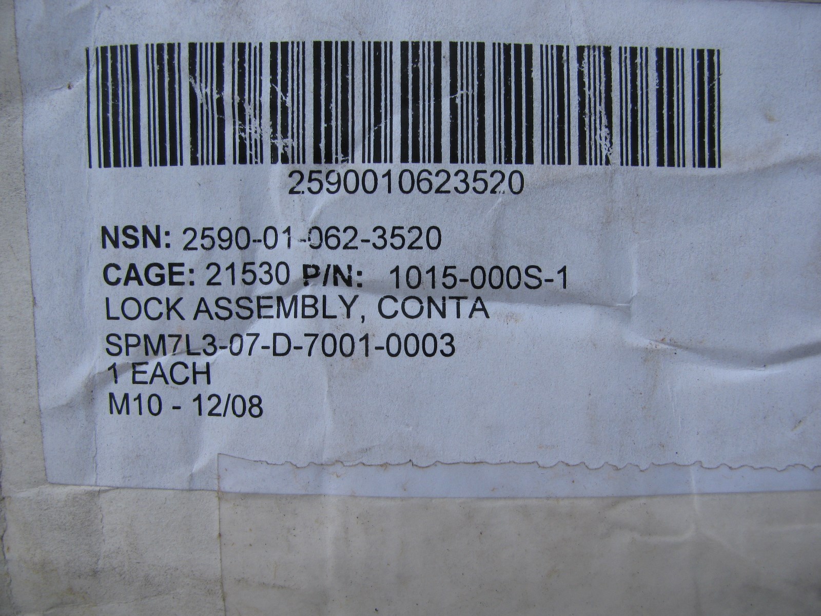 2 NOS CONTAINER LOCK ASSYS 1015-000S1 2590-01-062-3520