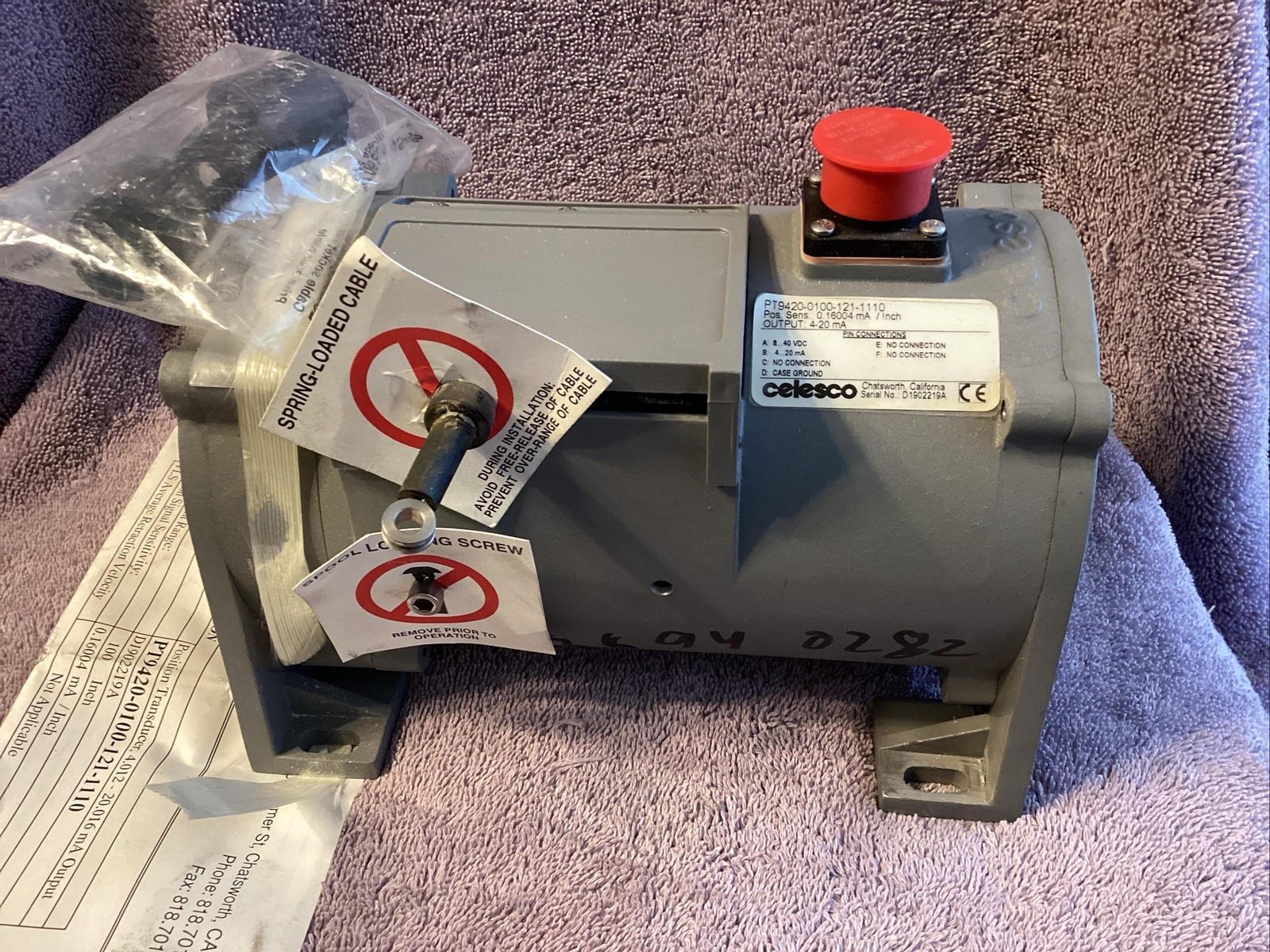 CELESCO PT9420-0100-121-1110 CABLE EXTENSION POSITION TRANSDUCER… NOS 😀
