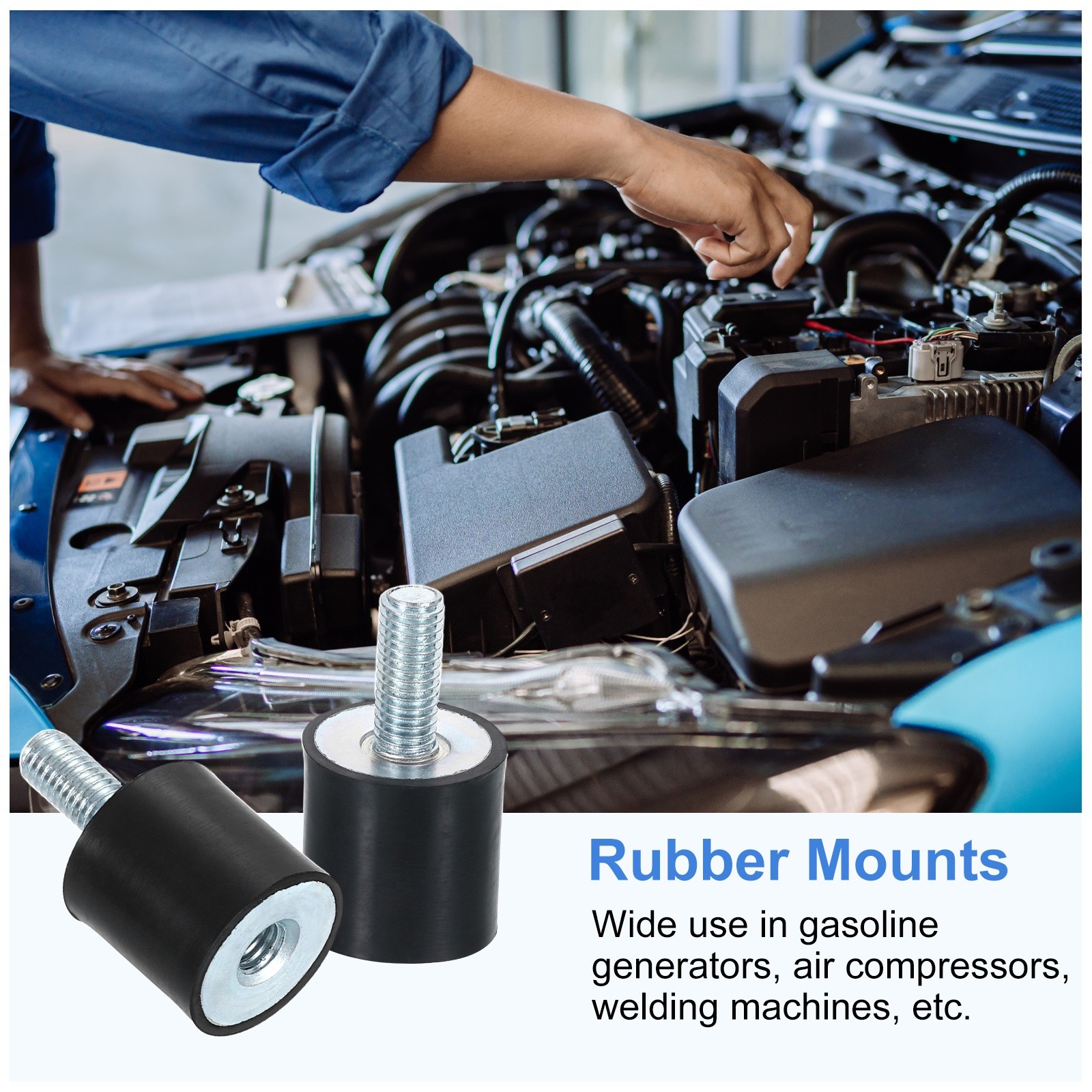 2Pcs, M8x20mm Rubber Mounts 25x25mm(DxH) Rubber Shock Absorber Mount w/ Nuts