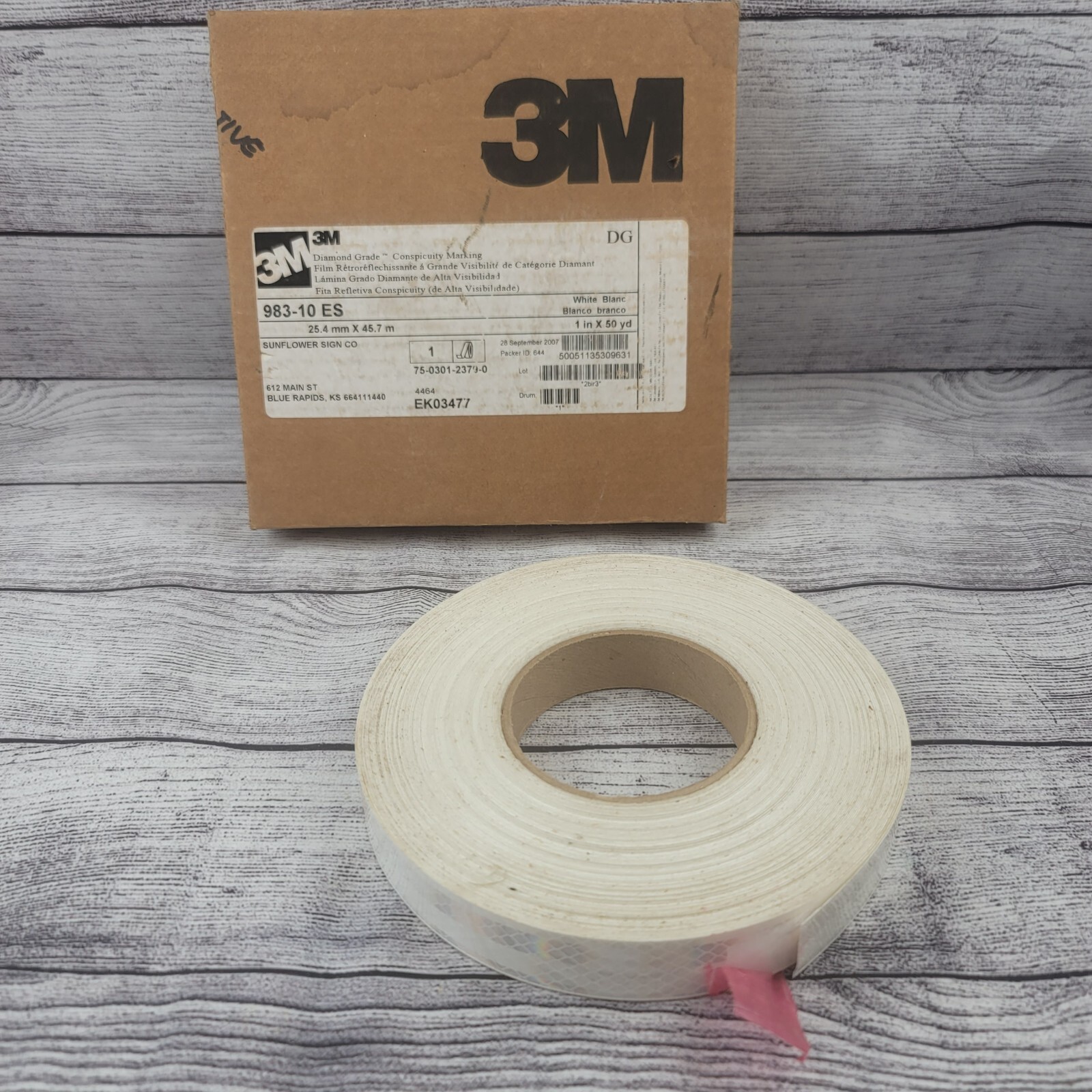 3M Premium Grade Reflective Tape White 1” Width Acrylic 983-10 ES (READ)
