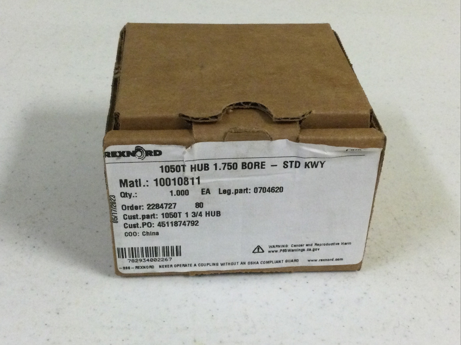 NEW, REXNORD 1050T-1.750”BORE GRID COUPLING HUB 10010811, 0704620, FREE SHIP