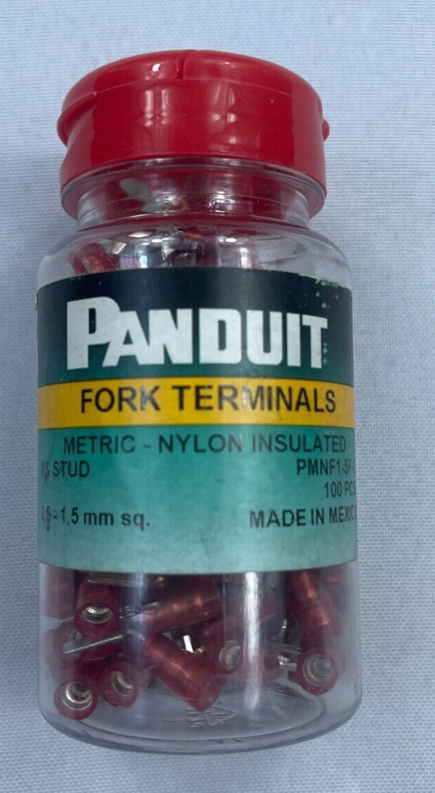 Panduit Fork Terminals 0.5-1.5mm sq. M5 Stud Metric Nylon Insulated Open Bottle