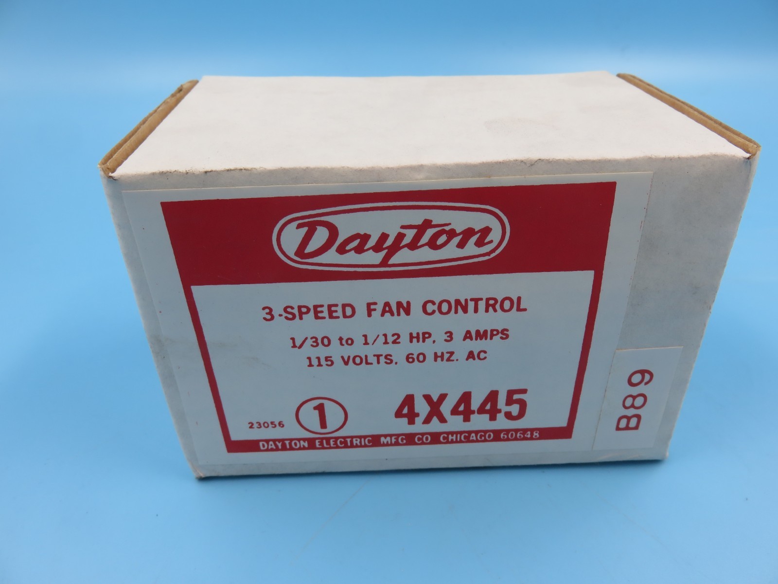 DAYTON 4X445 3-SPEED FAN CONTROL 3 AMPS 115 VOLTS 60HZ Made in USA
