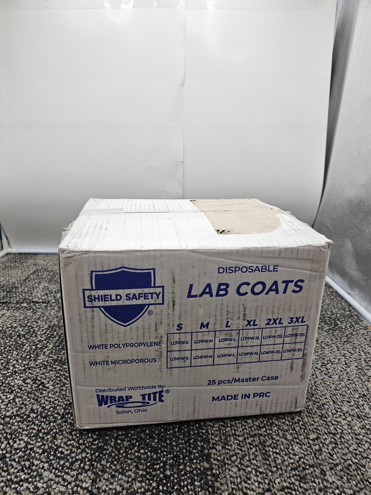 (QTY 25) Wrap Tite LCPPW-M: White 25G PP Lab Coat, Disposable Medium Lab Coat